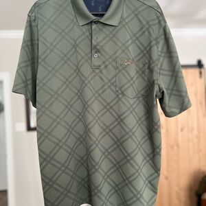 Greg Norman Collection Olive Plaid Polo Shirt